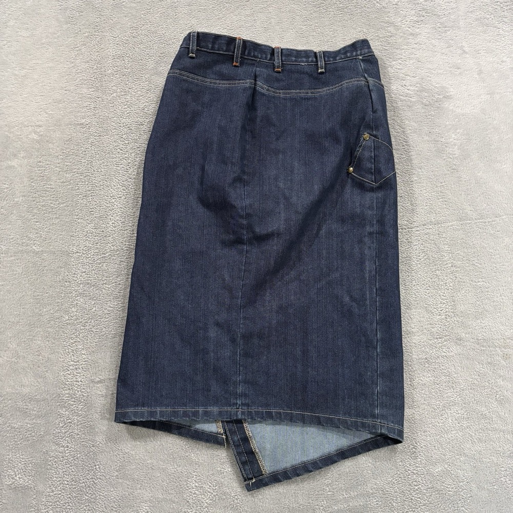 Vintage Faconnable Jeans Skirt Women's 2 Asymmetrical Maxi Macau France Y2K Blue - Picture 4 of 7